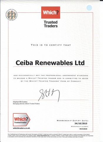 Which? Trusted Trader Certificate (Ceiba)